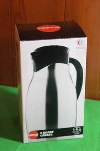 lot 115 image: COPCO STAINLESS STEEL CARAFE 2QT , IN ORIGINAL BOX