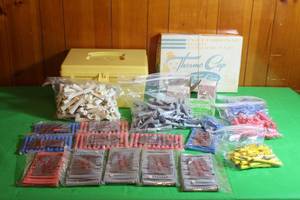 lot 154 image: GENEROUS AMOUNT OF ASSORTED WAVE RODS,MESH END WRAPS,THERMO CAP IN ORIGINAL BOX & STORAGE BOX
