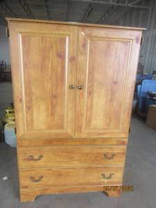 lot 16 image: WOODEN ARMOIRE CONRAD PINE GRAIN&nbsp &nbspB219-49 WITH BRASS HARDWARE&nbsp