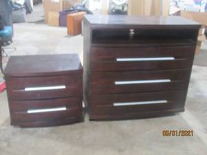 lot 40 image: 3 DRAWER CASANA MEDIA CHEST &amp CASANA MEDIA NIGHT STAND WITH 2 DRAWERS AND NIGHT&nbsp LIGHT MADE IN INDONESIA&nbsp