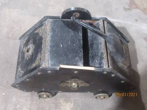 lot 42 image: VINTAGE COAL HOD ON WHEELS WITH SHOVEL&nbsp