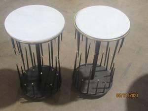lot 54 image: 2 PLANT STANDS WITH GRANITESTONE TOP