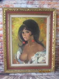lot 149 image: CANVAS OIL PAINTING IN VINTAGE FRAME - A BEAUTIFUL SPANISH WOMEN PORTRAIT PAINTING&nbsp SIGNED&nbsp