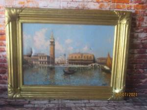 lot 200 image: FRAMED OIL PAINTING VENETIAN SCENE SIGNED BY ARTIST N. BRIGANTI