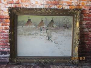 lot 206 image: FRAMED PAINTING THE SLEET STORM SIGNED BY ARTIST