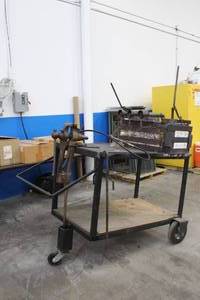 lot 8 image: BLACKSMITHING TRIPPLE  PROPANE FORGE BURNER ON CASTER WHEELS  SEE PICS