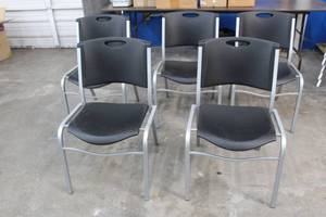 lot 13 image: TOTAL OF 5 LIFETIME STACKING CHAIRS