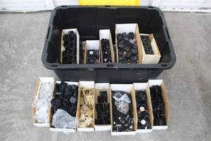 lot 127 image: GENEROUS AMOUNT OF ASSORTED ELECTRICAL  COMPONENTS ,GREENMODE STORAGE BOX LIDDED TOTE INCLUDED   SEE PICS