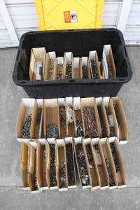 lot 130 image: GENEROUS AMOUNT OF ASSORTED ELECTRICAL  COMPONENTS ,GREENMODE STORAGE BOX LIDDED TOTE INCLUDED   SEE PICS