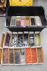 lot 133 image: GENEROUS AMOUNT OF ASSORTED ELECTRICAL  COMPONENTS ,GREENMODE STORAGE BOX LIDDED TOTE INCLUDED  SEE PICS