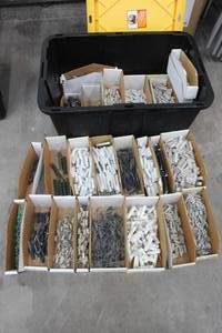 lot 137 image: GENEROUS AMOUNT OF ASSORTED ELECTRICAL  COMPONENTS ,GREENMODE STORAGE BOX LIDDED TOTE INCLUDED  SEE PICS