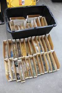 lot 138 image: GENEROUS AMOUNT OF ASSORTED ELECTRICAL  COMPONENTS ,GREENMODE STORAGE BOX LIDDED TOTE INCLUDED SEE PICS