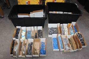 lot 204 image: 2. GREENMODE 27GAL TOTES WITH GENEROUS AMOUNT OF ELECTRICAL COMPONENTS