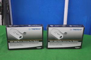 lot 215 image: 2 TRENDNET 56K USB PHONEINTERNETFAX MODEM TFM-561U