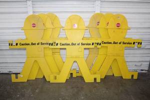 lot 254 image: THE BOYS INTERIOR MAINTENACE SAFETY BARRICADES LOT OF 7 FREESTANDING UNITS