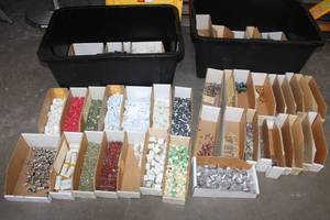 lot 271 image: 2. GREENMODE 27GAL TOTES WITH GENEROUS AMOUNT OF ELECTRICAL COMPONENTS