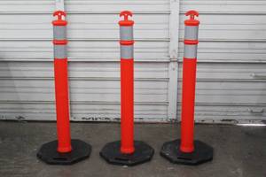 lot 273 image: 3 SAFETY CONES WITH BASE