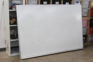 lot 297 image: LARGE DRY ERASE BOARD ALUMINUM FRAME CHALK AND ERASER HOLDER 72L X 48H