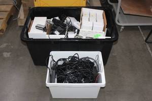 lot 371 image: GENEROUS AMOUNT OF ASSORTED POWER ADAPTERS TOTES ARE INCLUDED
