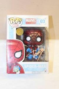 lot 21 image: FUNKO POP MARVEL UNIVERSAL POP 03 SPIDER-MAN VINYL BOBBLE HEAD SIGNED BY STAN LEE WIT COA