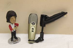 lot 28 image: 2002 RST CONCERTS,INC ROLLING STONES MICK JAGGER BOBBLE DOBBLES HEAD SIGNED FIGURE WITH COA  900435 & CAD AUDIO U37 MICROPHONE SIGNED MICK JAGGER WITH COA 900435