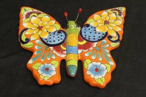 lot 201 image: HELCO EN MEXICO TALAVERA&nbsp HANDMADE BUTTERFLY WALL ART&nbsp 10H X 11W
