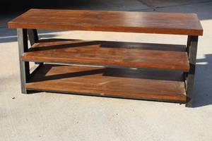lot 223 image: SOLID WOOD METAL THREE TIER TV STAND&nbsp