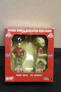 lot 176 image: HWA OHIO STATE HEISMAN WINNERS ASSOCIATION KROGER OFFICIAL BOBBLEHEADS WOODY HAYES &amp VIC JANOWICZ