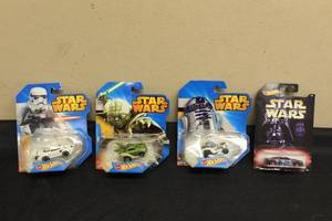 lot 182 image: TOTAL OF 4 STAR WARS HOT WHEELS - STORMTROOPER,YODA,R2-D2, SEE PICS&nbsp