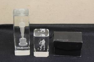 lot 258 image: 2 CRYSTAL DESKTOP PAPERWEIGHTS&nbsp