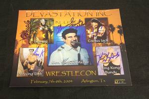 lot 5 image: WRESTLECON DEVASTATION INC. REUNION MULTI SIGNED AUTOGRAPH 8X10&nbsp PHOTO &amp NUMBERED 62100 - KIMALA,CACTUS JACK,MISSING LINK,GEN SKANDOR,KING KONG BUNDY  SEE PICS&nbsp