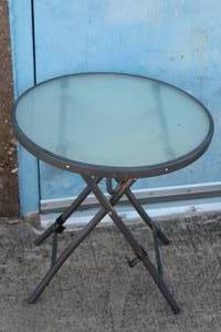 lot 41 image: FOLDING TEMPERED GLASS PATIO TABLE&nbsp