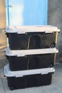 lot 58 image: TOTAL OF 3 KOBALT HEAVY DUTY WATER PROOF SPORTSMAN 31 GALLON LIDDED TRUNKS 3710852&nbsp