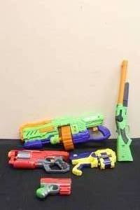 lot 62 image: TOTAL OF 5 ASSORTED NERF GUNS , DOUBLE FIRE,ADVENTURE FORCE,MEGA,JA-RU,XCESS  SEE PICS&nbsp