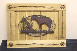 lot 74 image: RUSTIC WOODEN WESTERN COWBOY WALL DECOR,21HX27.5L
