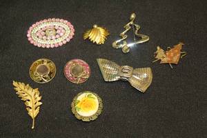 lot 100 image: TOTAL OF 9 ASSORTED BROOCHES  SEE PICS&nbsp
