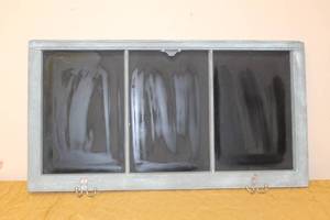lot 126 image: VINTAGE 3 SECTION SLATE WINDOW CHALKBOARD DECOR WITH HOOKS