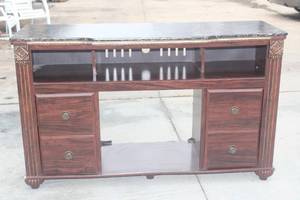 lot 78 image: WOOD TV STAND WITH FIREPLACE OPTION