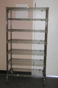 lot 1 image: METRO WIRE MESH SHELVING ON CASTERS 36x18x68 TALL