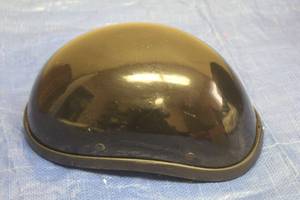 lot 98 image: NOVELTY HI-GLASS BLACK HALF HELMET SIZE M (NOT DOT APPROVE)