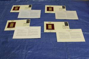 lot 235 image: TOTAL OF 4 FIRST DAY OF ISSUE OCTOBER 3,2005 CONSTELLATIONS 22KT GOLD REPLICA STAMPS&nbsp