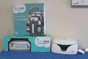 lot 47 image: HICCAPOP NURSERY ORGANIZER &amp HICCAPOP CONVERTIBLE CRIB SAFETY RAIL &amp HICCAPOP ULTRA WIPE WARMER&nbsp