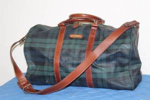lot 60 image: VINTAGE POLO RALPH LAUREN TARTAN GREEN PLAID TRAVEL DUFFLE BAG&nbsp