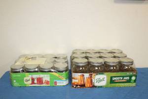 lot 67 image: LOT OF BALL MASON JARS , 8OZ 16OZ&nbsp