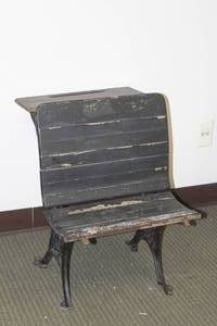 lot 106 image: VINTAGE WOODWROUGHT IRON SCHOOL DESK  NEED WORK SEE PICS&nbsp