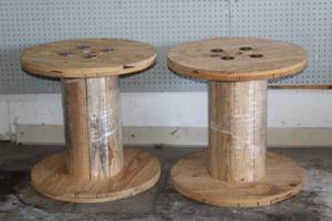 lot 120 image: TOTAL OF 2 WOOD WIRE SPOOLS , 24H X 24 DIAM&nbsp