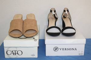 lot 187 image: CATO TAN SIZE 11 AND WOMEN VERSONA SIZE 9