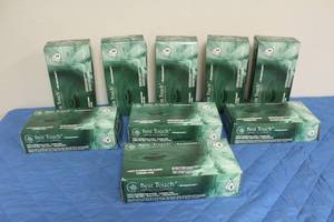 lot 197 image: LOT OF 9 OXES BEST TOUCH LATEX GLOVES WITH ALOEVITIMAN C SIZE SMALL